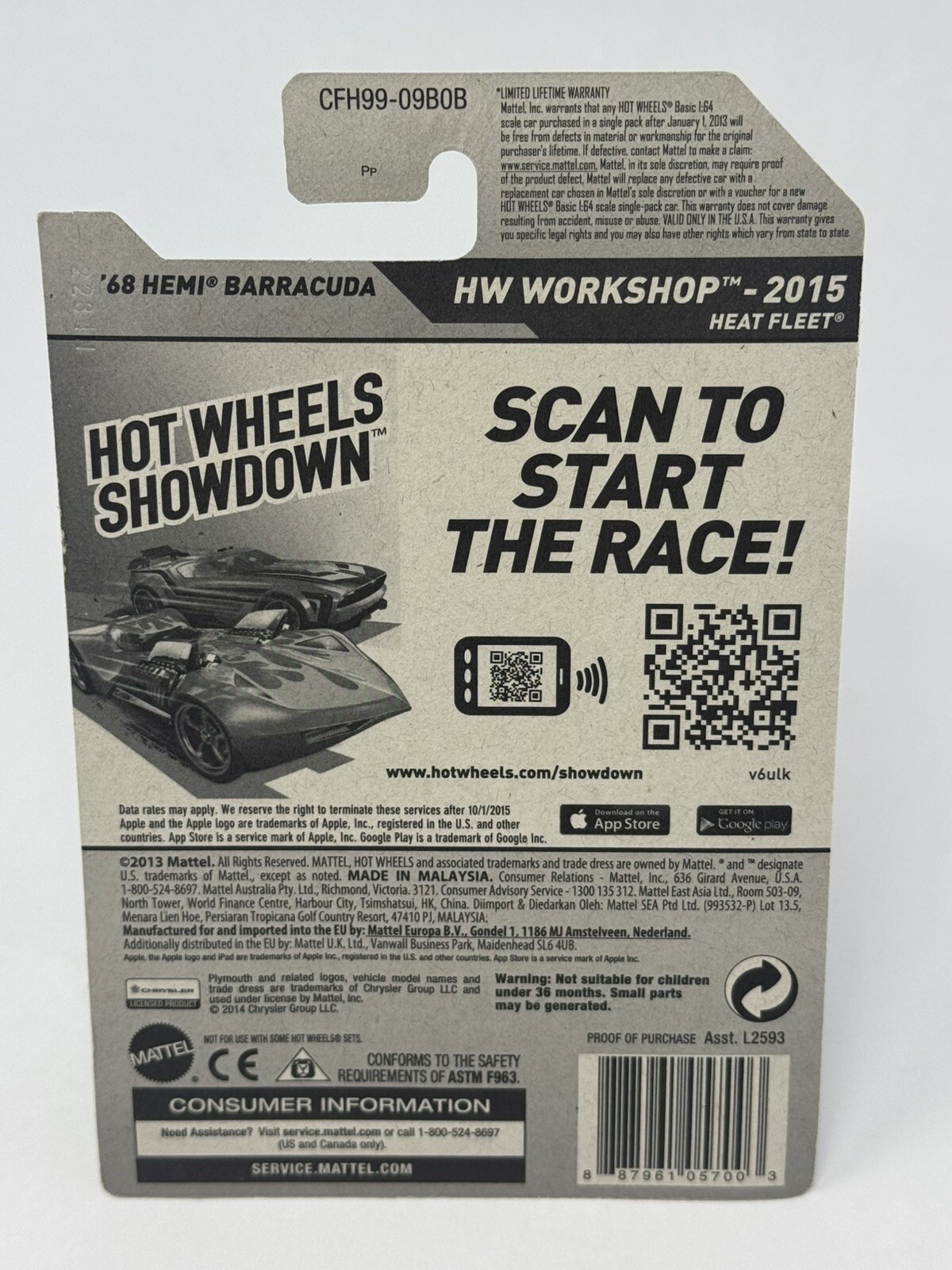 Hot Wheels 2014 Workshop Green ‘68 Hemi Barracuda #213 A17