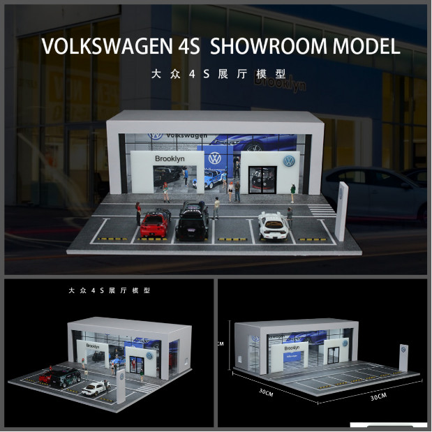 1:64 Diorama Die-Cast Car Garage Model LED Car Display Repair Workshop Scene Toy