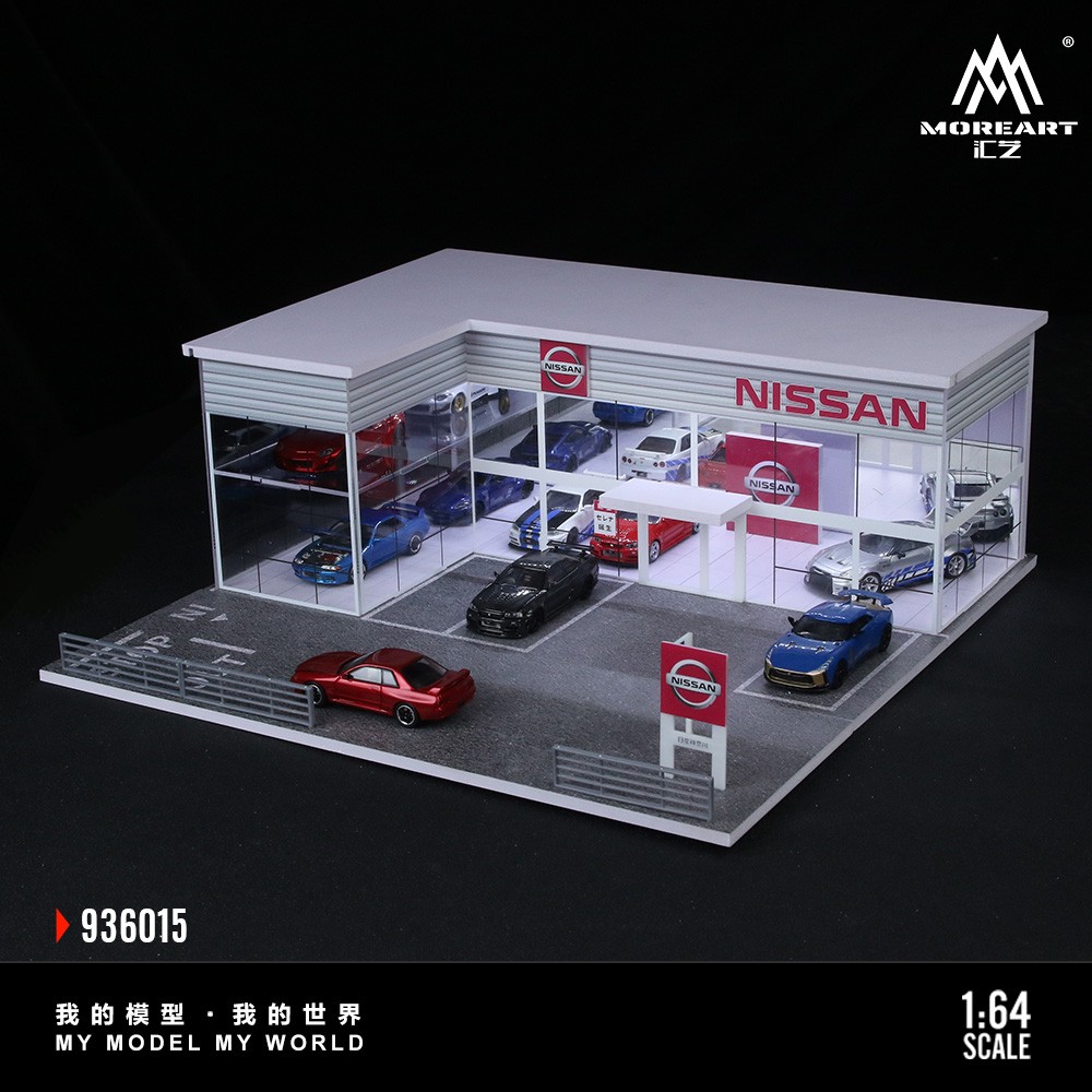 US Diorama 1/64 Diecast Garage Model LED Two-Story Parking Lot Display Case Toy