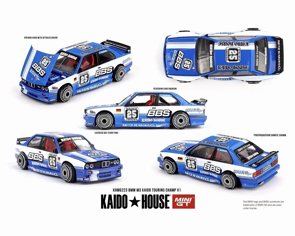 1/64 Kaido House x Mini GT BMW M3 Kaido Touring Champ V1 BBS #25 Blue White #223