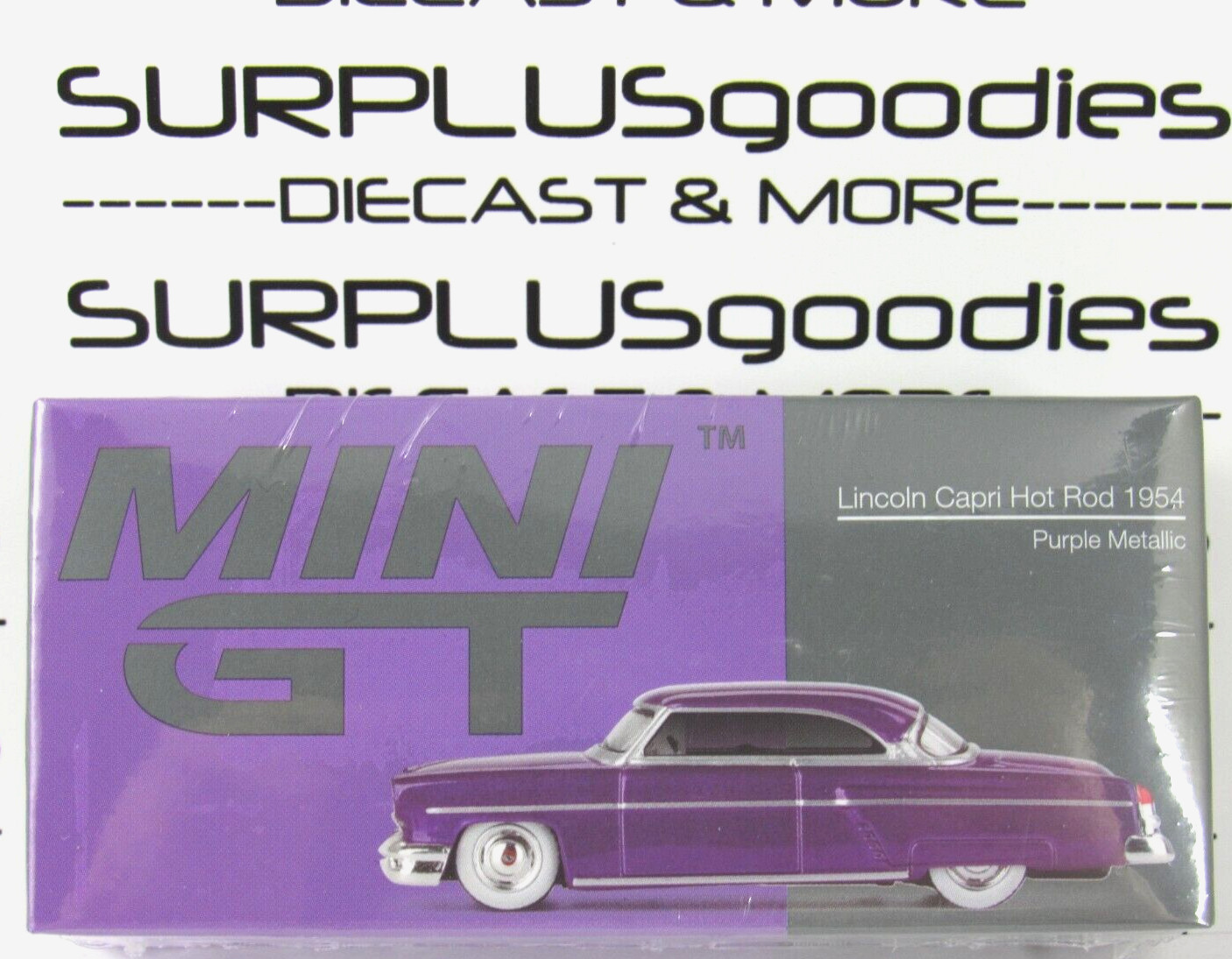 2024 Mini-GT Overseas Box Ed: Metallic Purple 1954 LINCOLN CAPRI Hot Rod #757