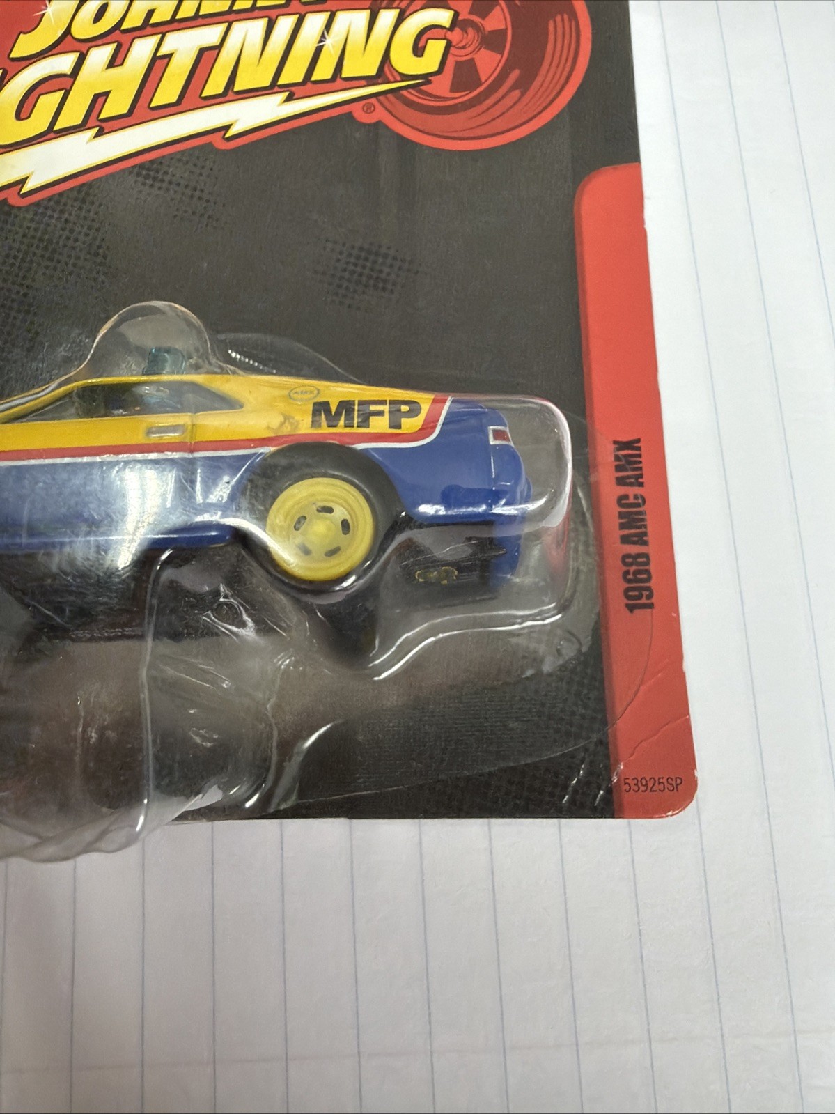 UH 2011 Johnny Lightning 1968 AMC AMX in Blue and Yellow ‘MFP’ Mad Max Sealed