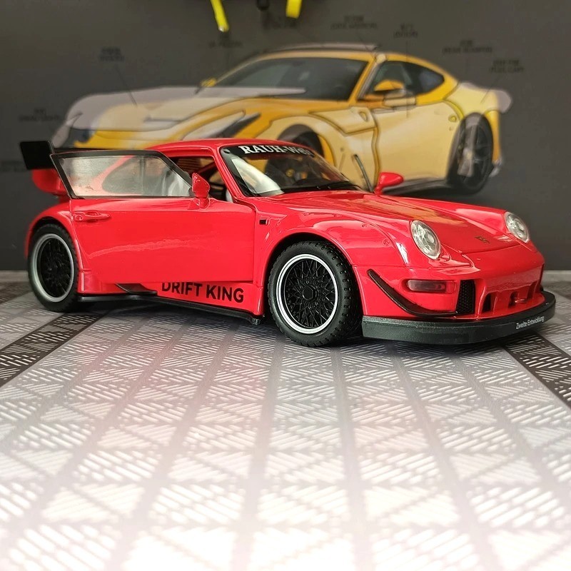 1:22 Porsche RWB 993 Targa 911 Diecast Model Car – Sound Light Pull-Back Toy