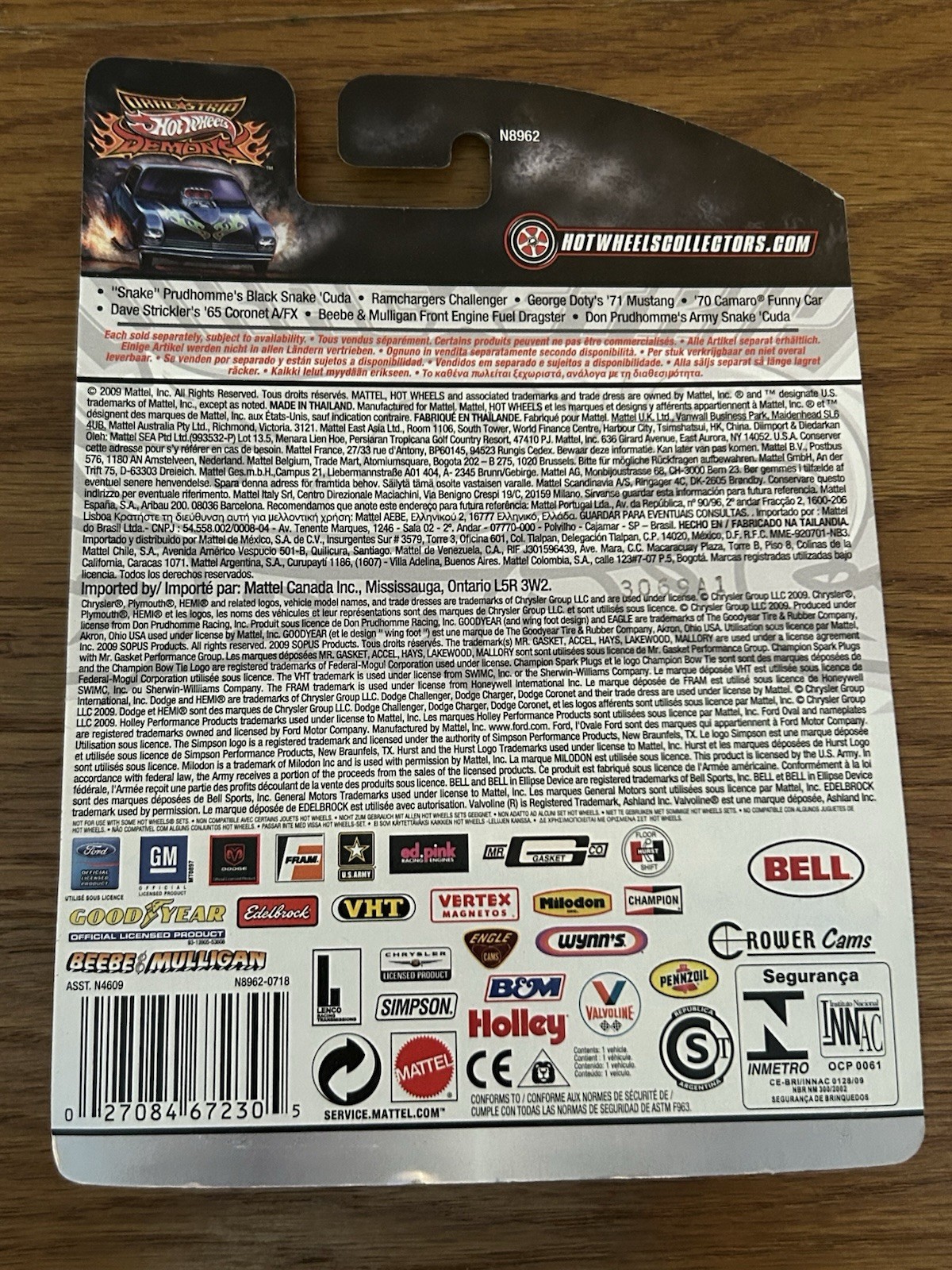 NIB Hot Wheels Drag Strip Demons Beebe & Mulligan Front Engine Fuel Dragster
