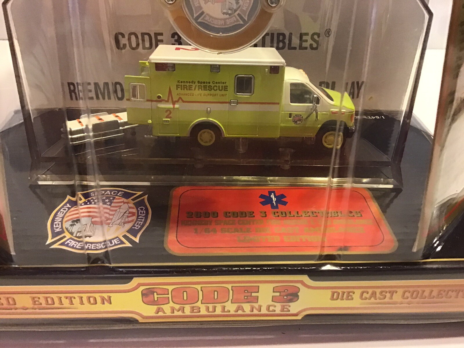 Code 3 Kennedy Space Center Fire Rescue Ford E-350 Ambulance 12061, Has A Stand