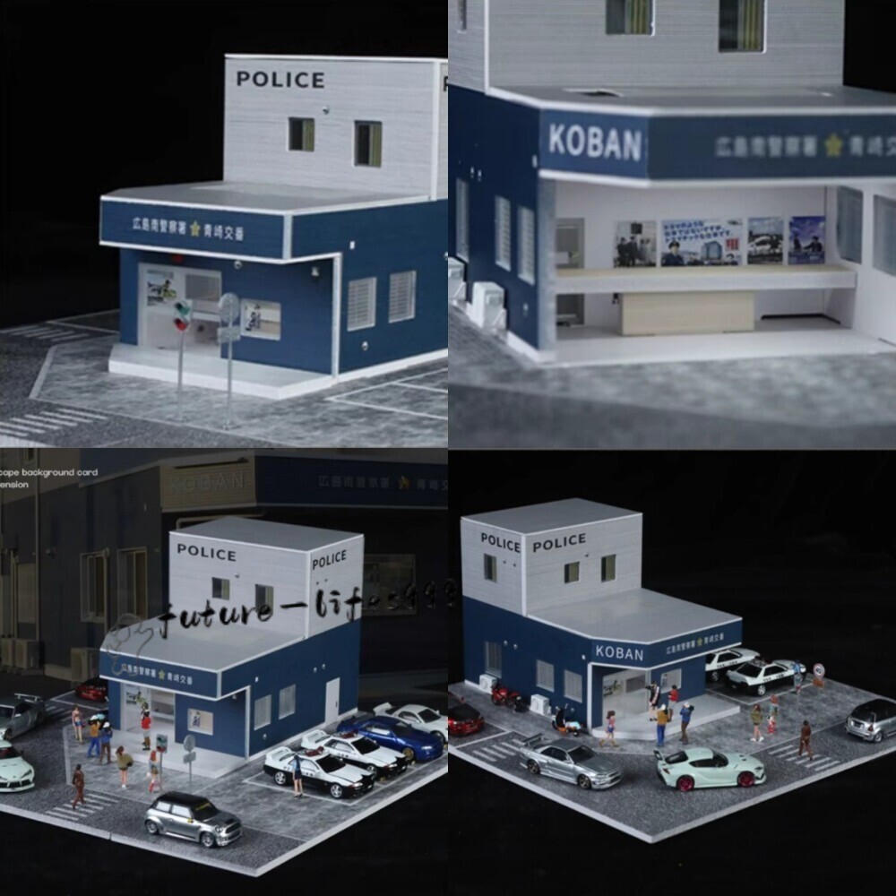 1/64 Diorama Car Parking Lot Model American Gas Station Scene Display Model Toy