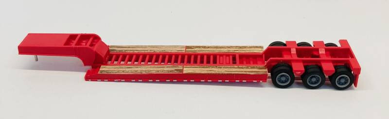 Red Construction Lowboy Trailer w Promotex Wheels 1/87 HO Logistics 415488 6″