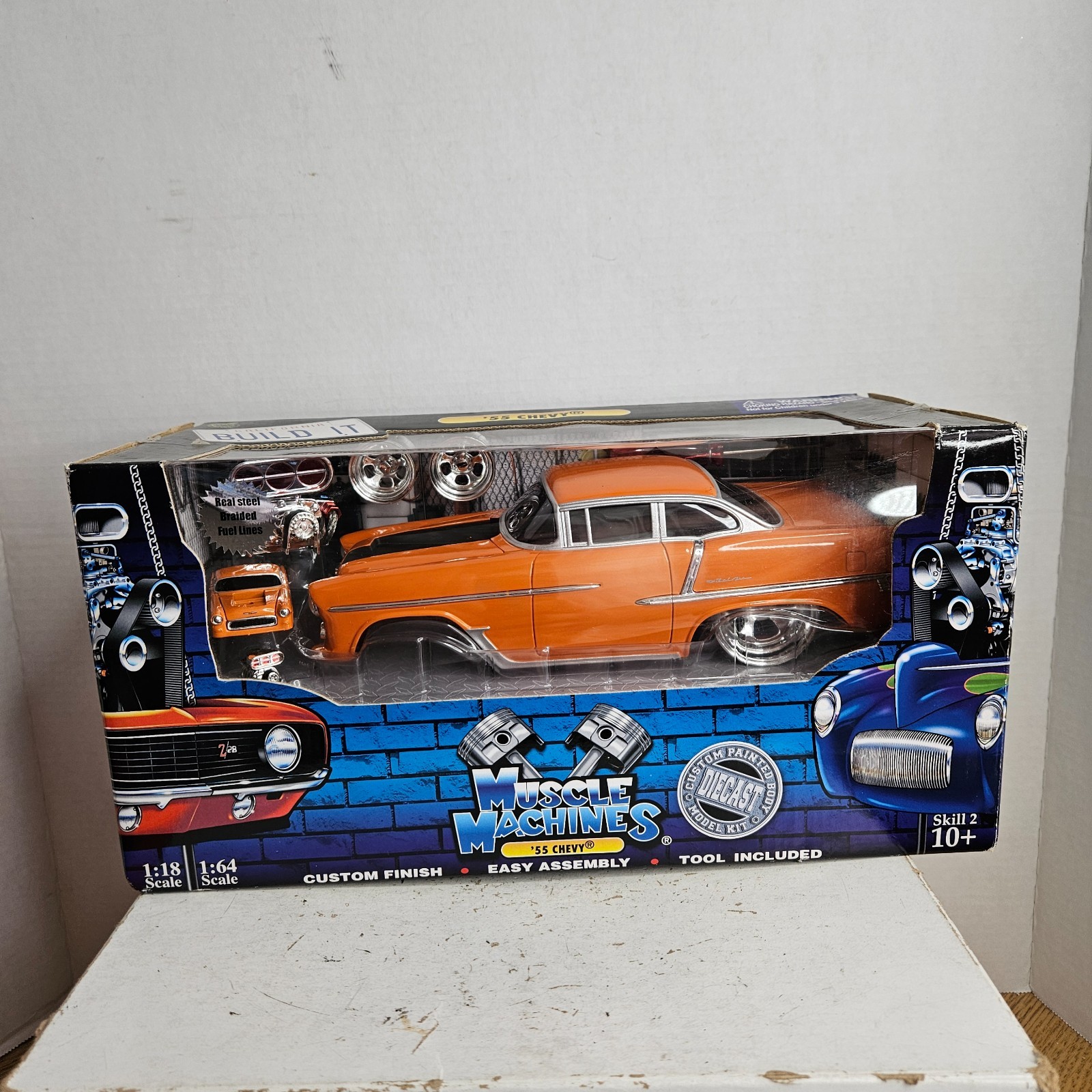 Muscle Machines ’55 Chevy Bel-Air Orange & Black Build It Kit New in Box