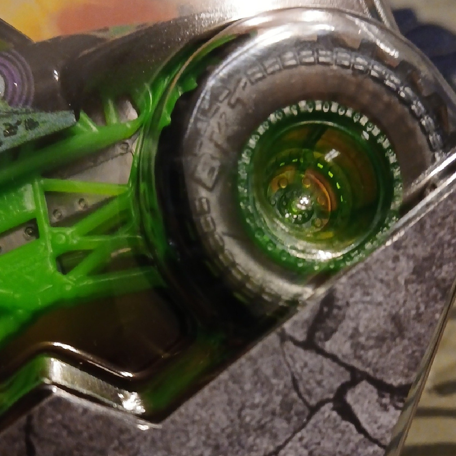 Grave Digger Monster Truck – Green and Black. Clear Green Wheels.