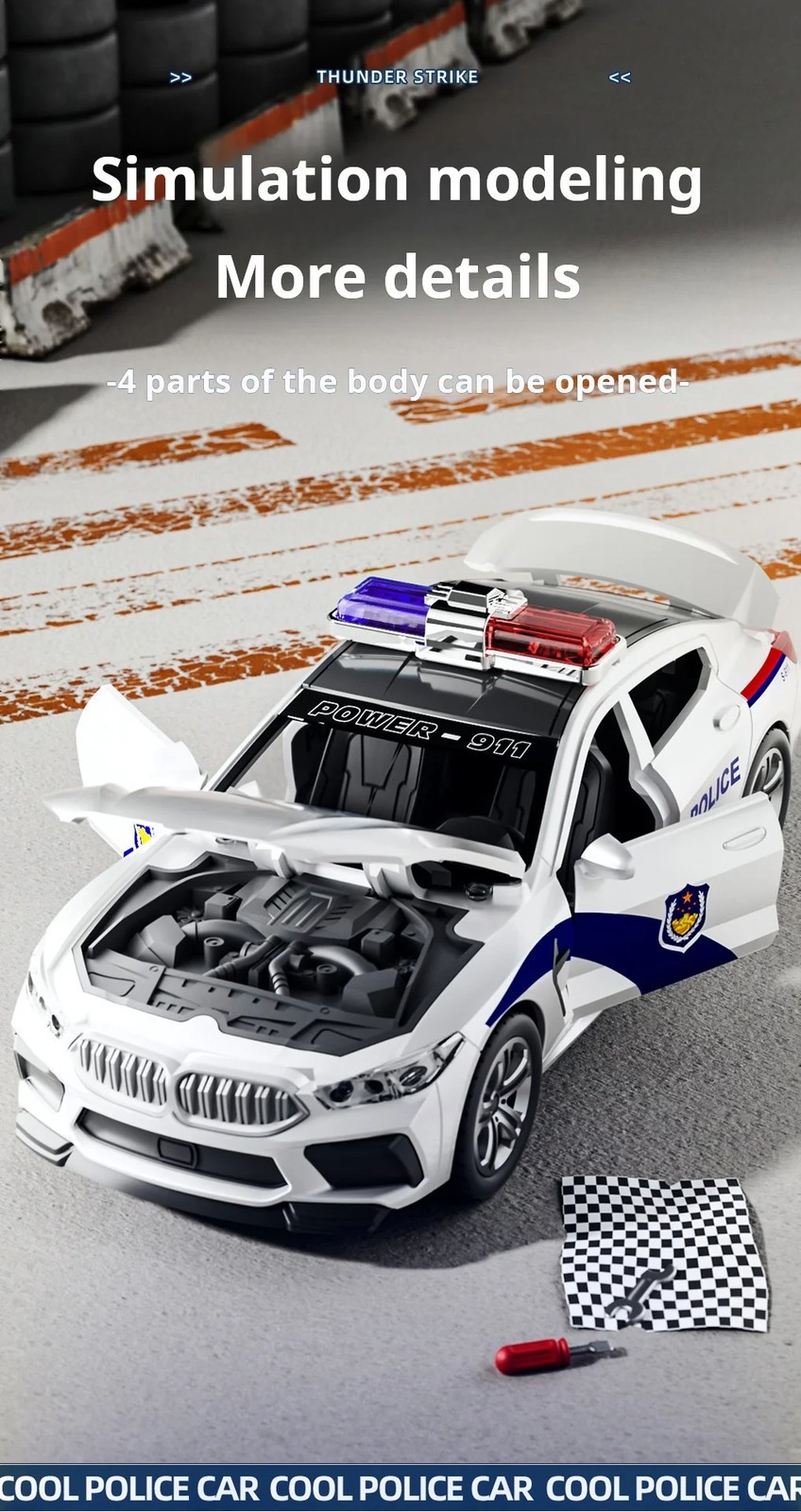 1:32 Simulation M8 Police Car Car Model Car With Sound and Light High Simula