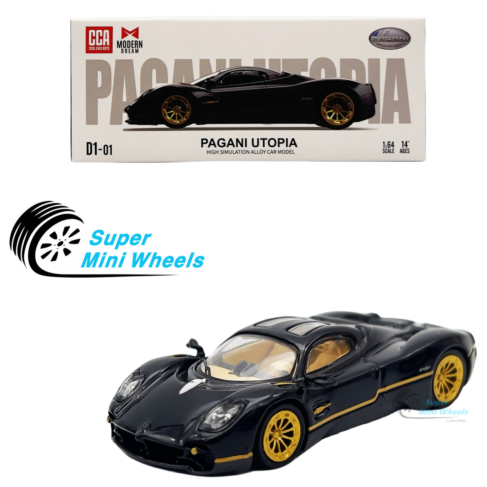 CCA x ModernDream 1:64 Pagani Utopia Black – Diecast Model