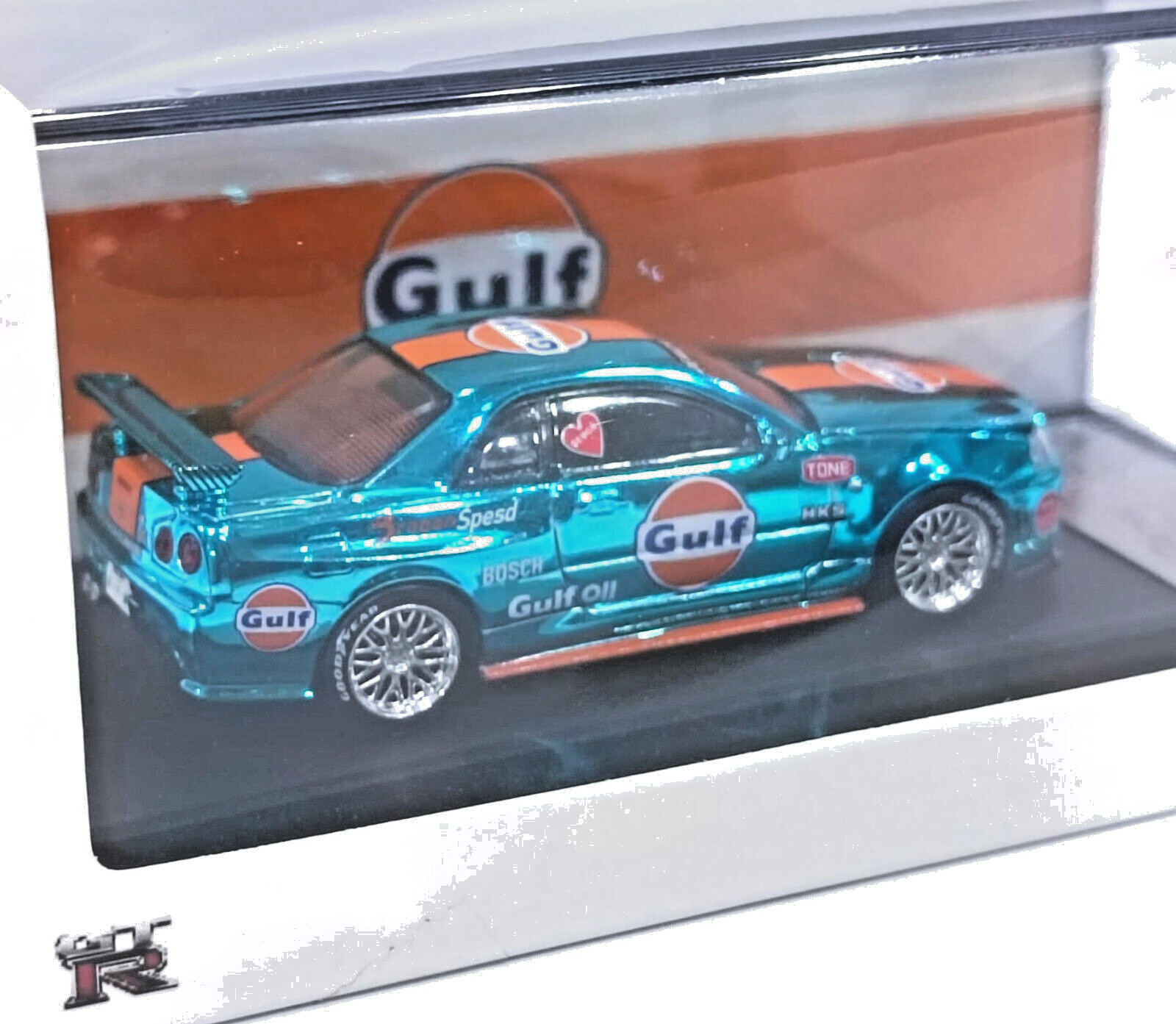 Demon King Auto Nissan GT-R R34 Gulf Chrome Blue 1/64 Diecast Model 2024 NIB