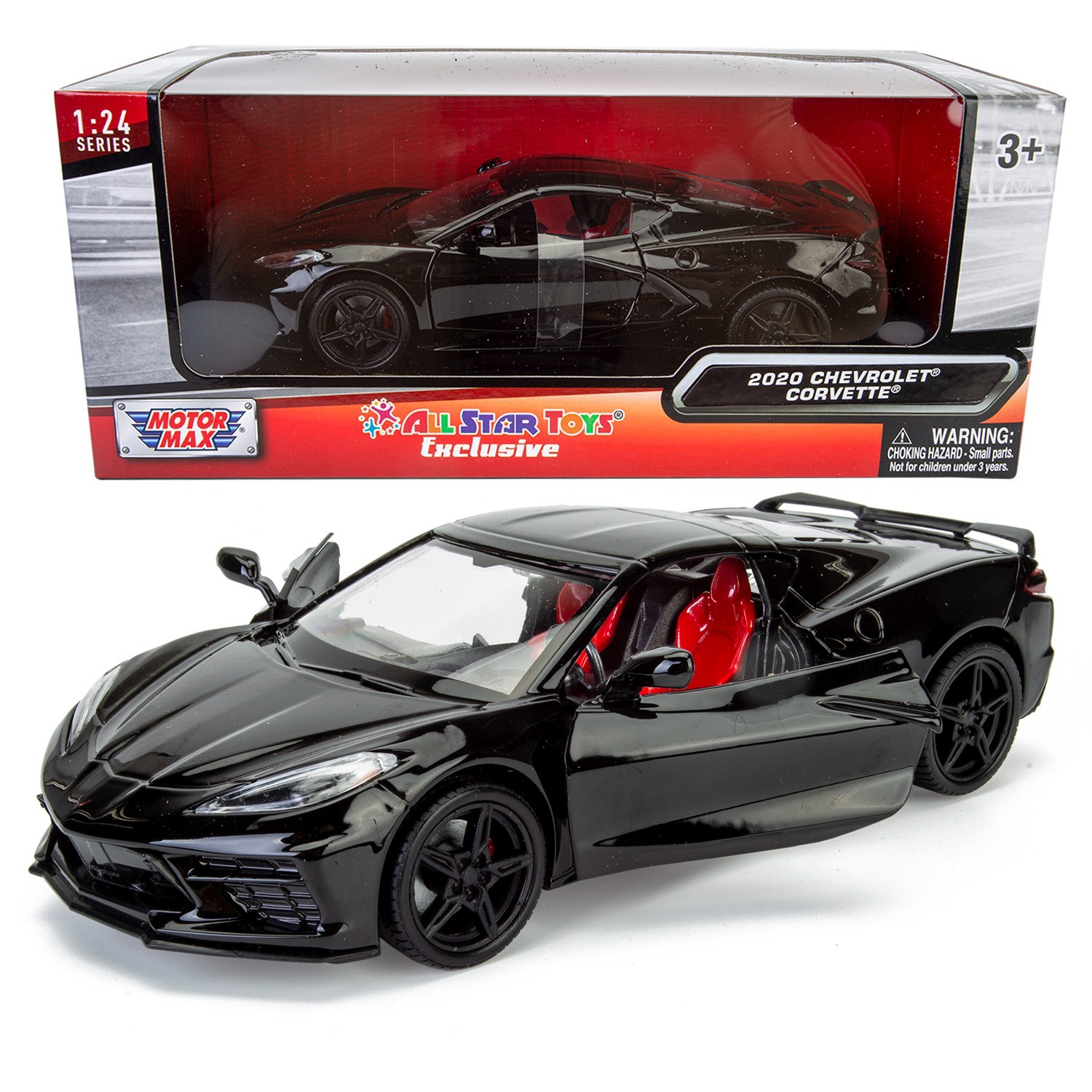 2020 Chevrolet Corvette C8 Stingray Black 1:24 Diecast Model Motormax 79360