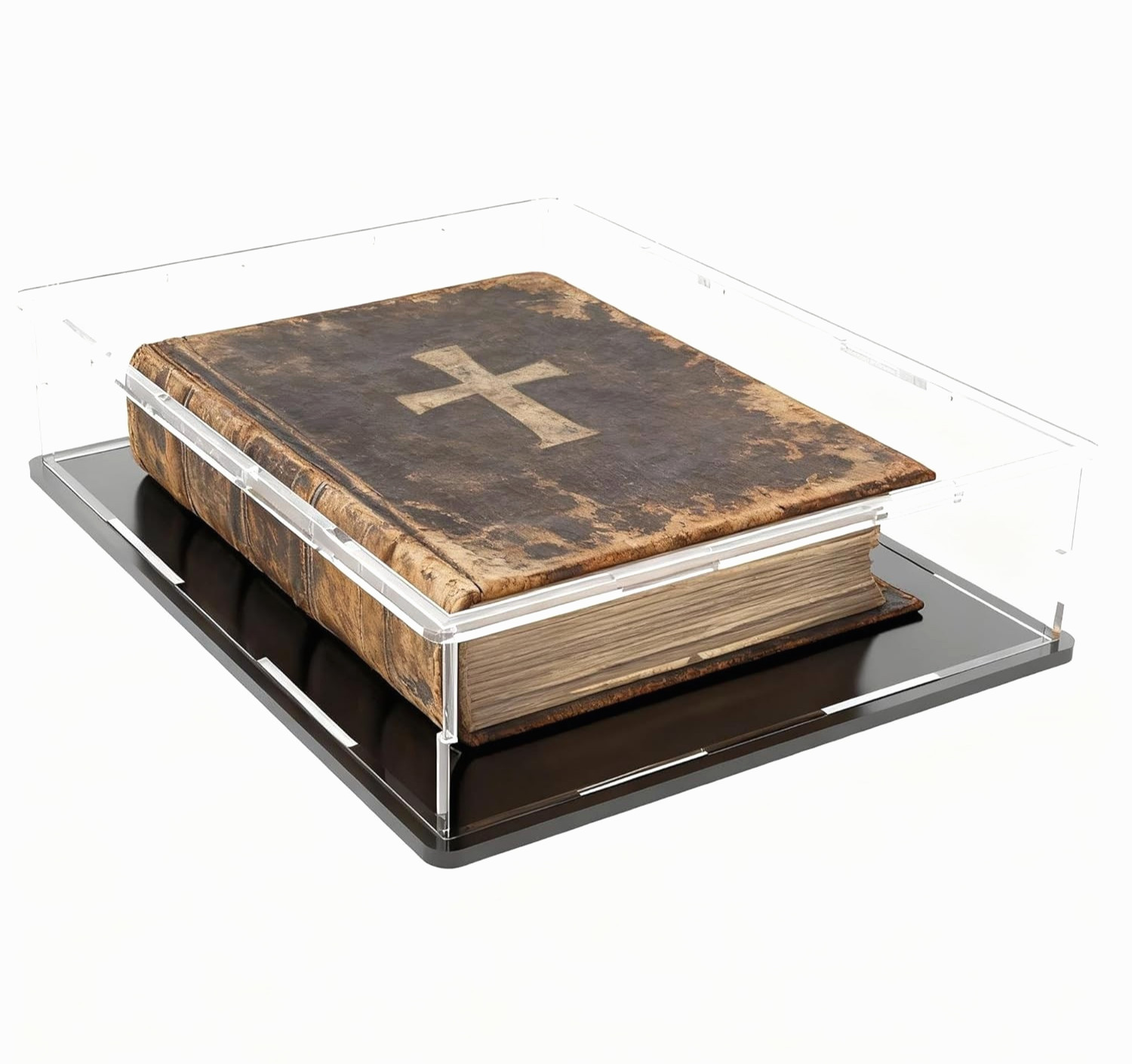 HOPEME Clear Display Case for Book, 10.6×8×2.4 inch, Black Base and Box
