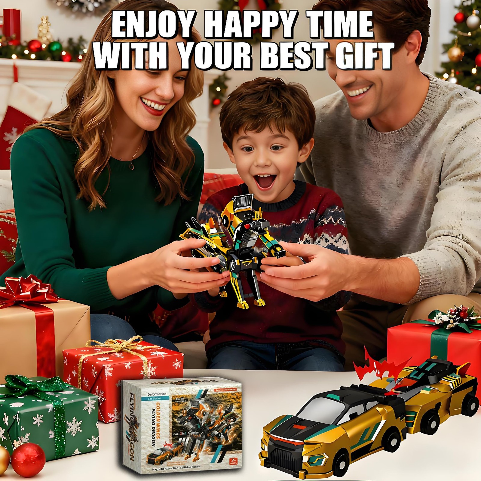 Transforming Dinosaur Toys 2-in-1 Magnetic Cars for Kids Age 2-12 Gift