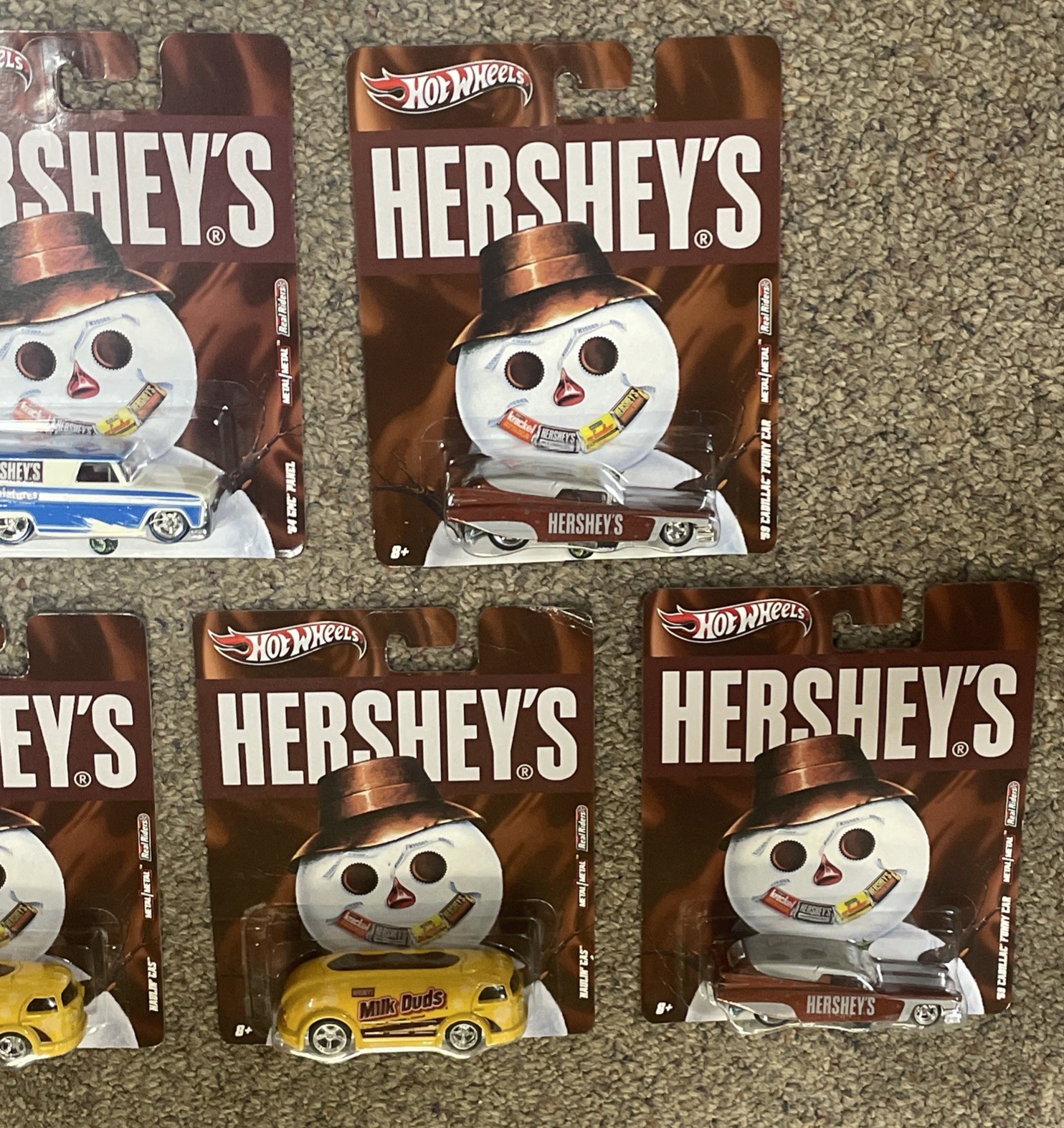 Lot of 13 Hot Wheels 3 Hershey’s 2 mini 2 York 2 Milk Dud 3 Almond Joy 1 Mounds
