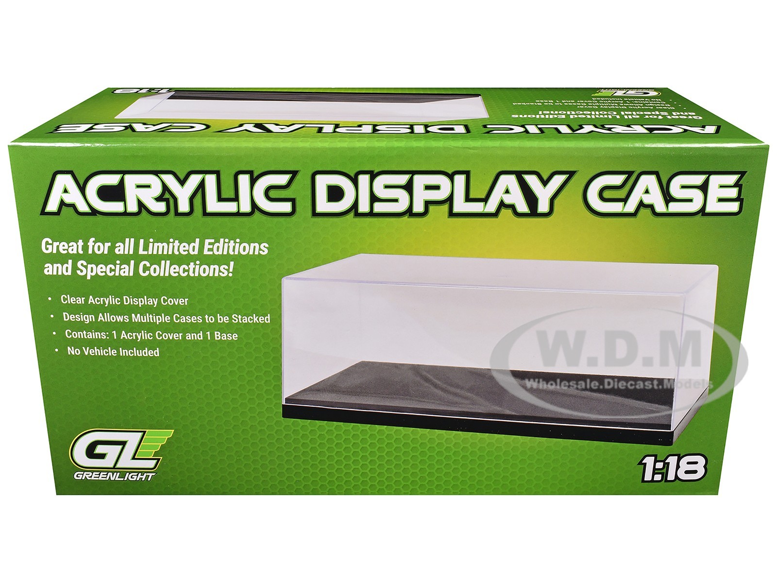 ACRYLIC DISPLAY CASE W/BLACK BASE (REPLACES GL 55020) 1/18 BY GREENLIGHT 55028