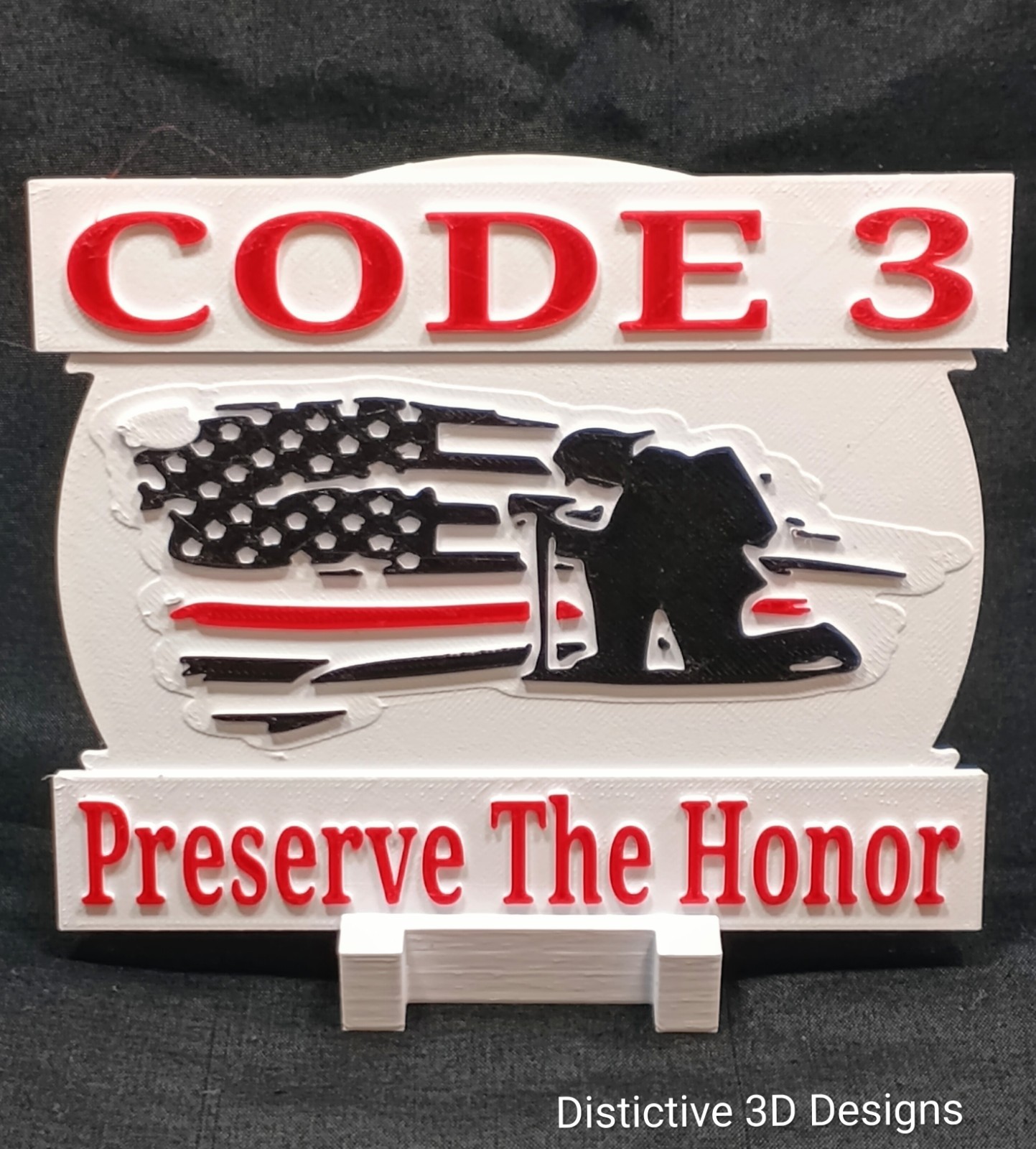 Code 3 Collectibles Display Plaque + Stand ” PRESERVE THE HONOR” USA MADE