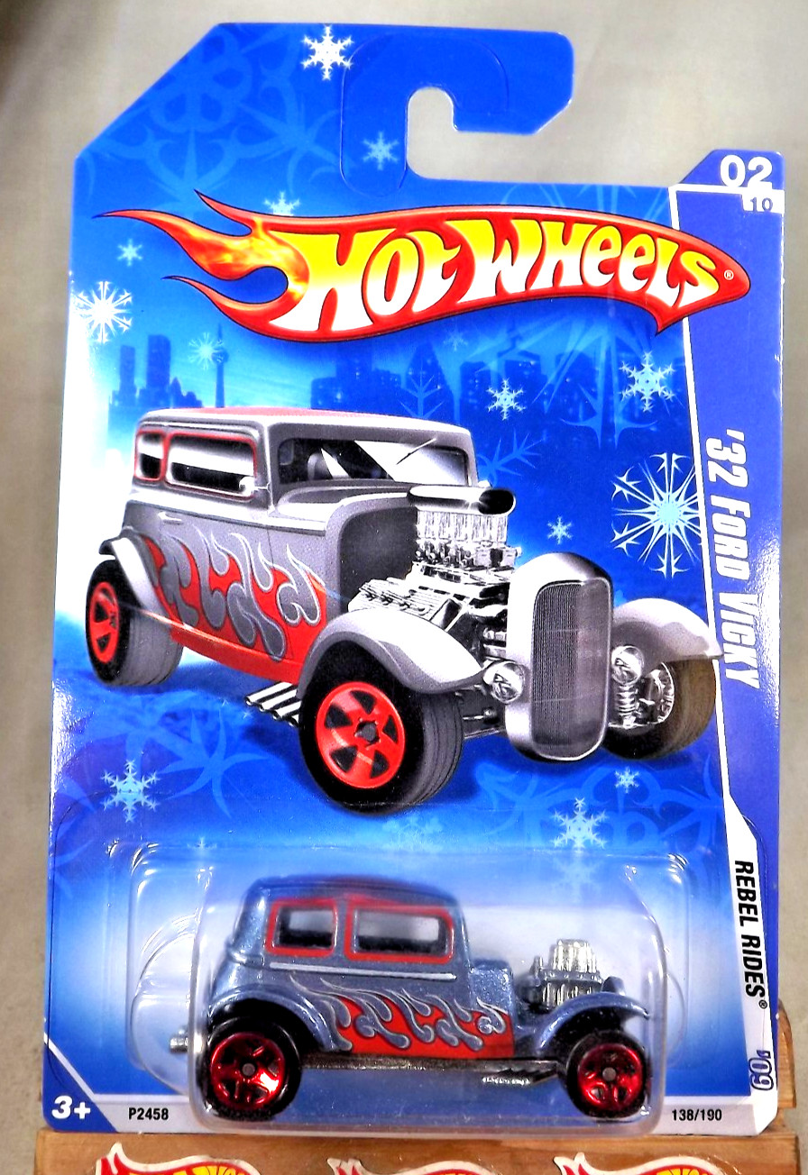 2009 Hot Wheels Snowflake #138 Rebel Rides 2/10 32 FORD VICKY Silver-Blue Red5Sp