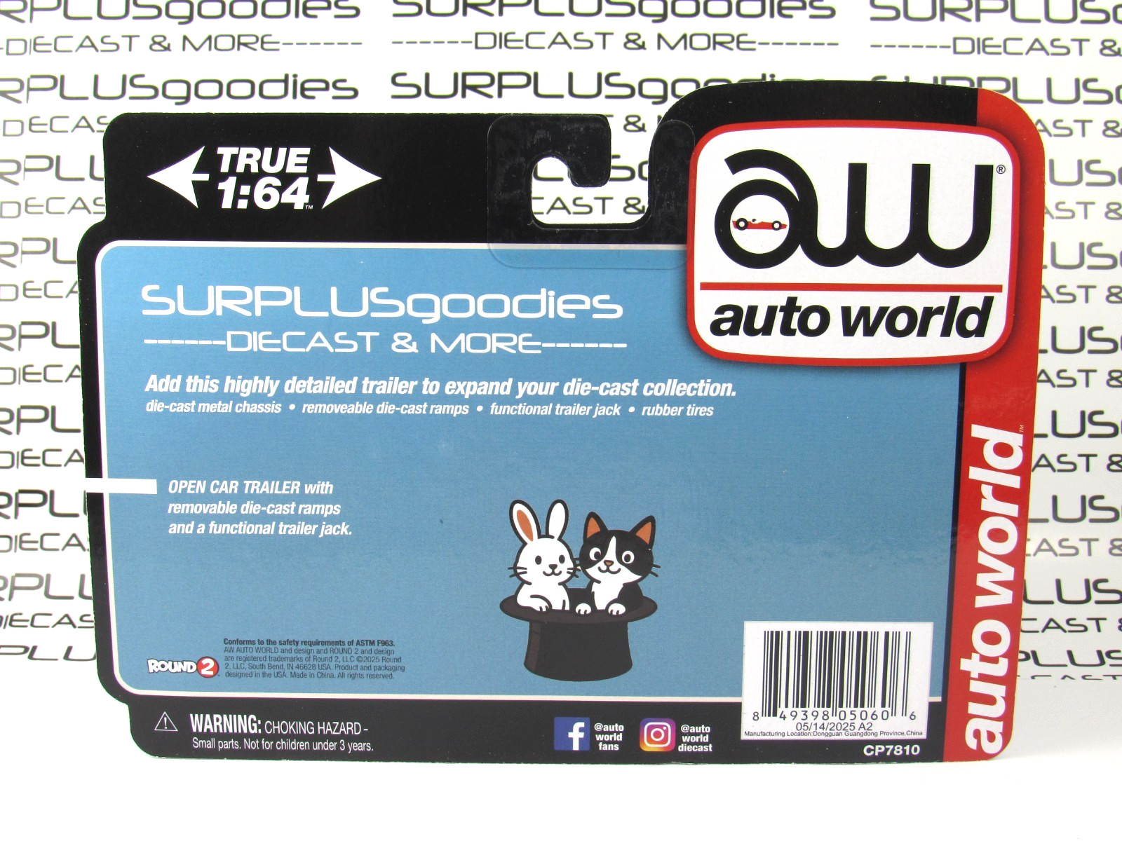 2025 Auto World 1:64 SURPLUSgoodies Black Flat Deck OPEN Car/Truck TRAILER