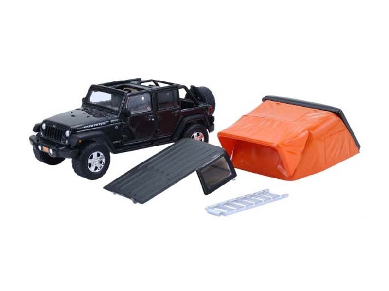 2008 Jeep Wrangler Rubicon – Grey w/ Camper 1:64 Scale Model – Greenlight 38080F