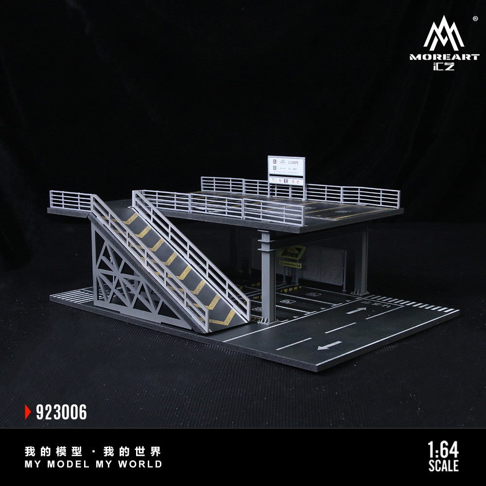 1/64 Diorama Diecast Garage Model Parking Lot Scene LED Lighting Display Case US