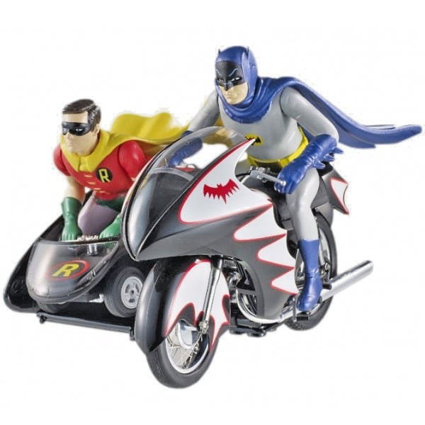 Hot Wheels Batman 1966 Batcycle w/Batman & Robin Diecast Elite 1:12 Unopened Box