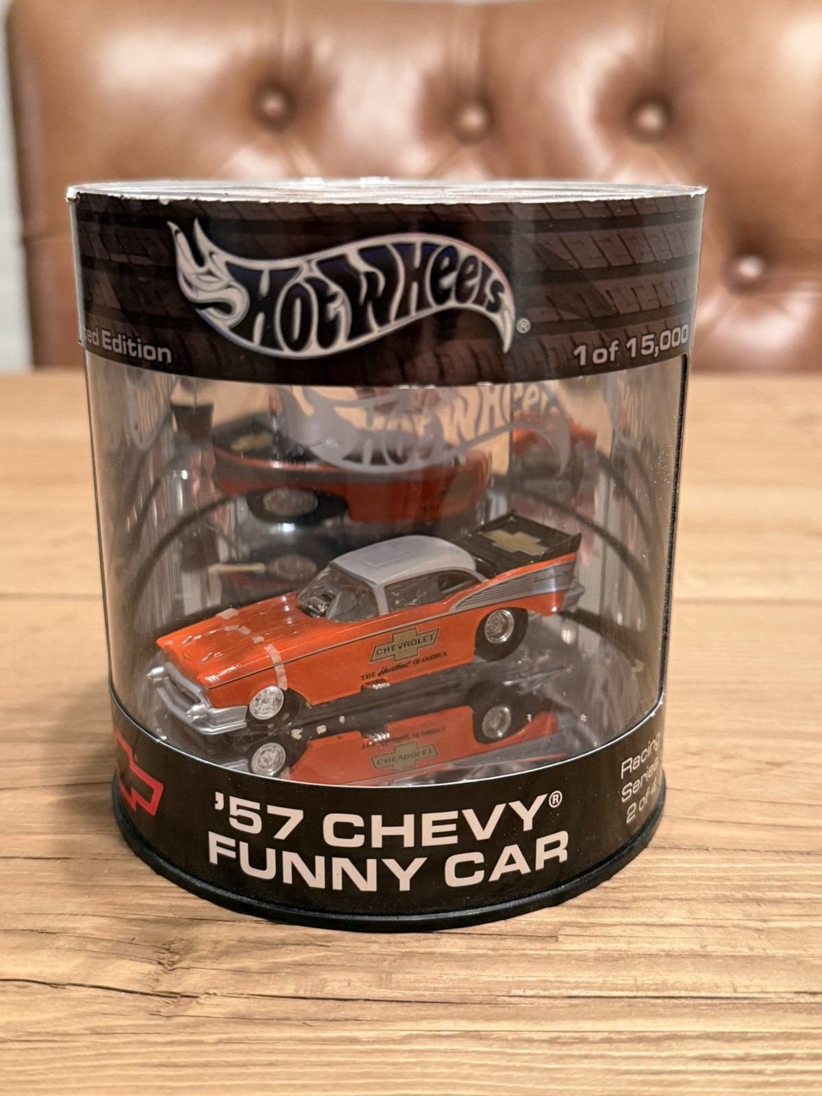 Funny CarHot Wheels Oil Can ‘57 Chevy Funny Car Racing Series 2 of 4 1957 Orange