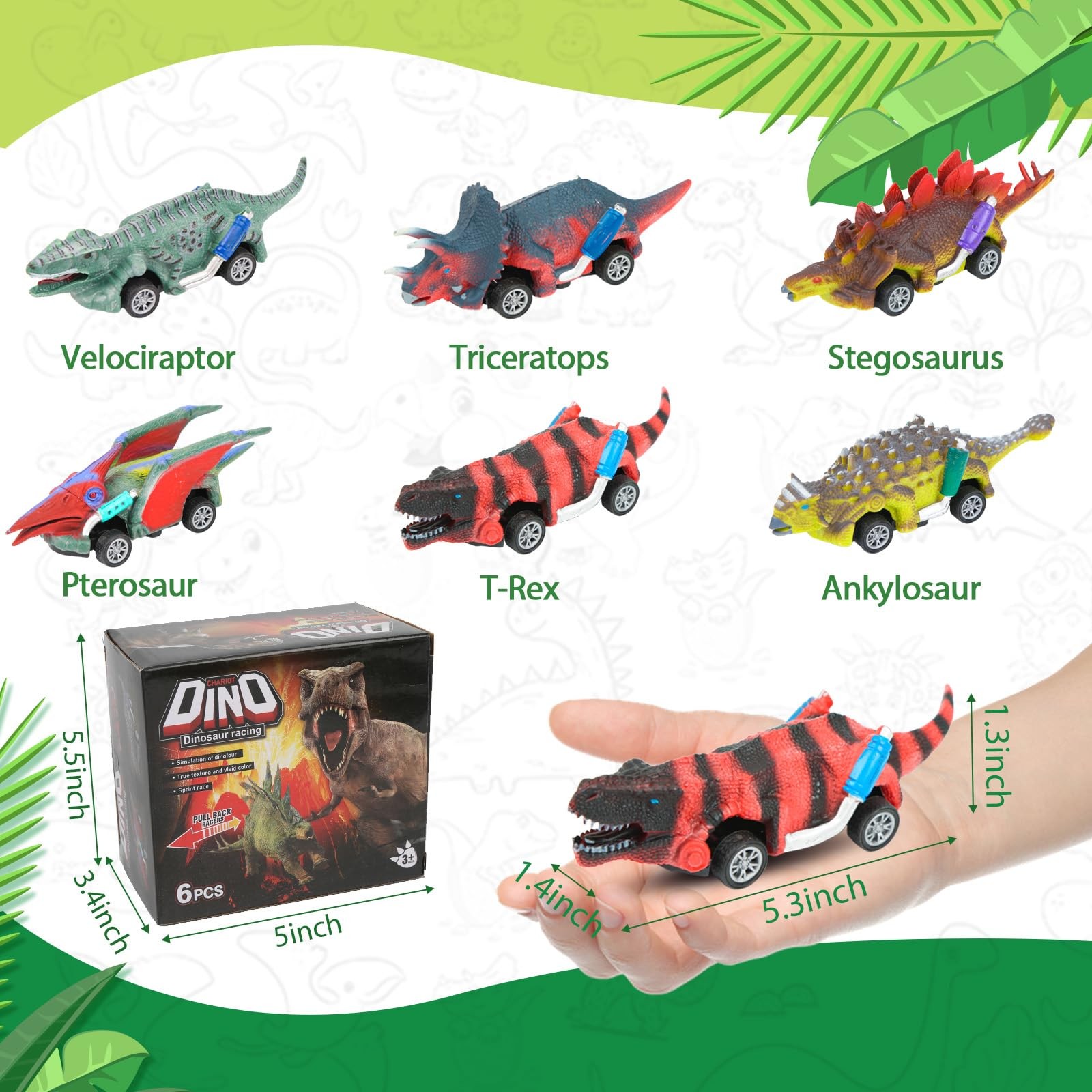 Educational Toys for 3 4 5 6 7 8 9yr Year Old Boys Birthday Gift Dinosaur Cars