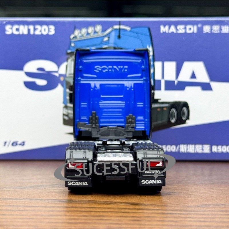 Blue Scania R500 Tractor Truck Masdi 1:64 Diecast Heavy Truck Hobby Model