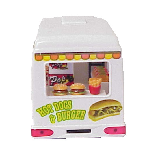 KINSFUN KINTOY DIE-CASTING FAST FOOD DELIVERY TRUCK TOY HOT DOGS & BURGER