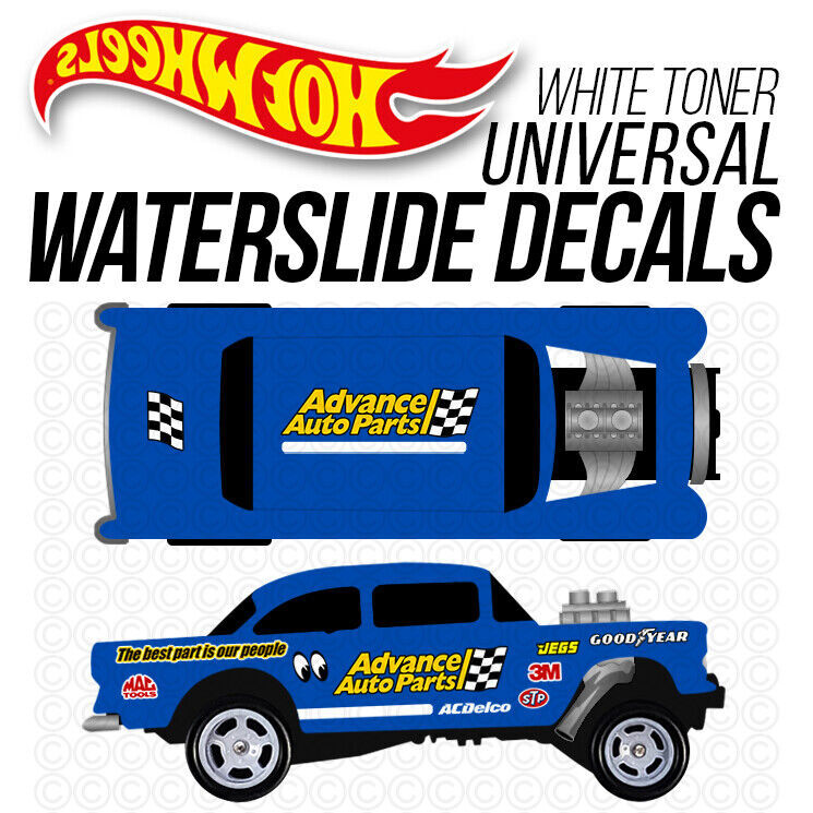 1/64 AUTO PARTS GASSER Custom White Toner Universal WaterSlide Decal Hot Wheels