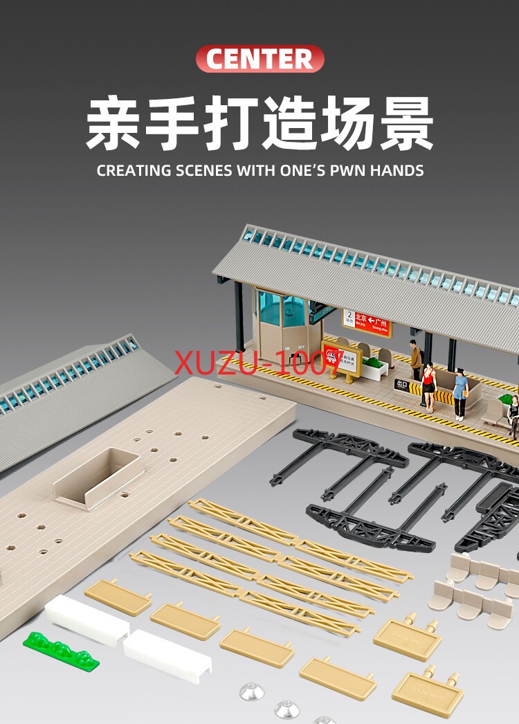 1:64 Railway Platform Train Station LED Scene Display Diorama Building Model Toy