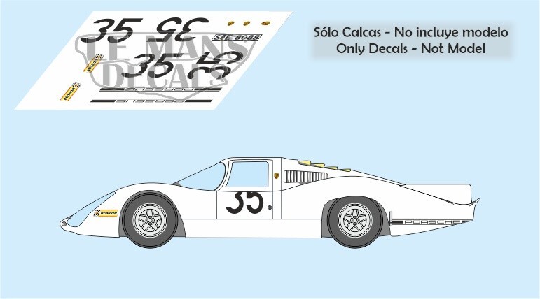 Decals Porsche 907 LH Le Mans 1968 35 66 67 1:32 1:24 1:43 1:18 slot decals