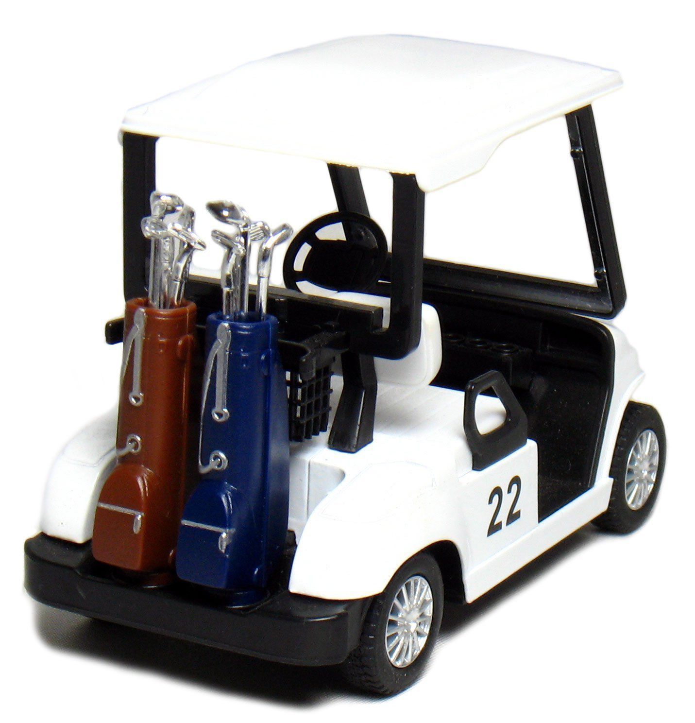 New 4.5″ Kinsfun Golf Cart w/ Clubs Diecast Metal Model Caddy Toy Car White Logo