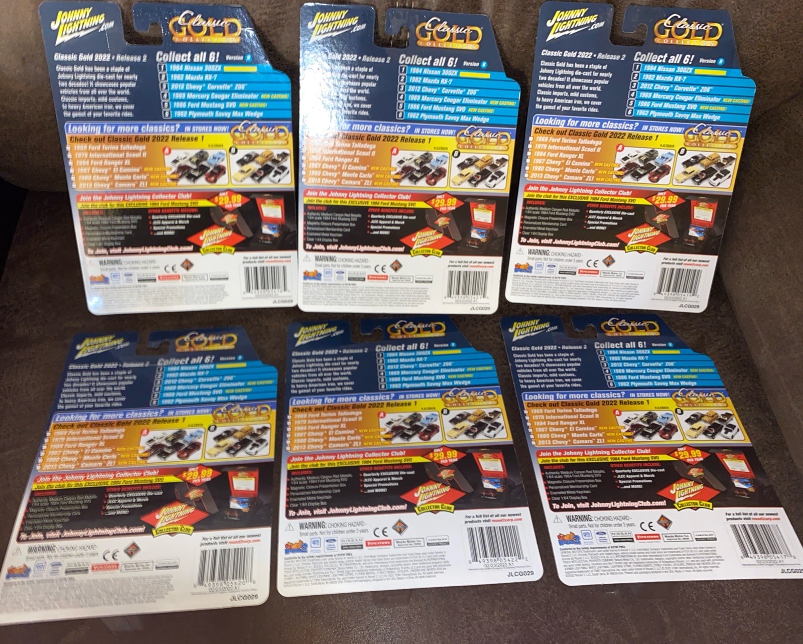 (6) JOHNNY LIGHTNING ‘82 MAZDA ‘84 Nissan ‘86 Ford 1:64 SCALE CLASSIC GOLD *read