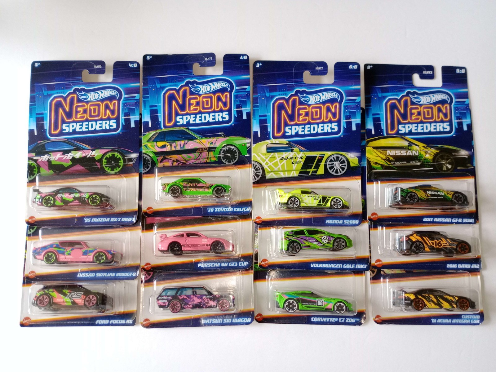Hot Wheels Lot Of 12 NEON SPEEDERS Honda / Nissan / BMW / Porsche / Toyota +