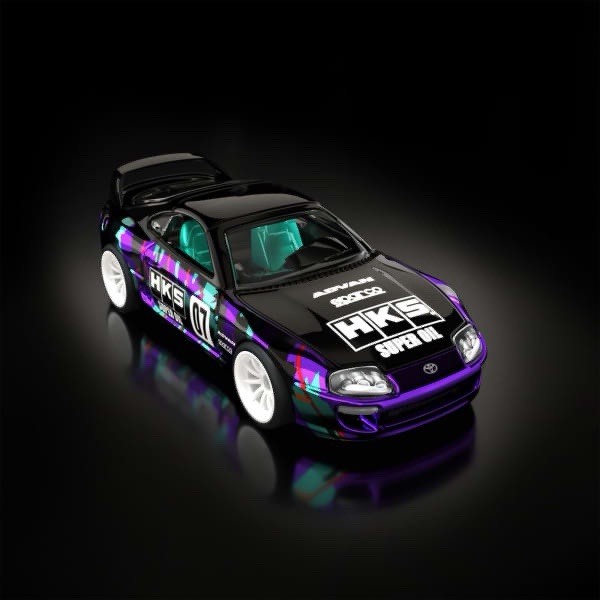 Hot Wheels RLC sELECTIONs 1997 Toyota Supra HKS “oil splash” with Removable Top!