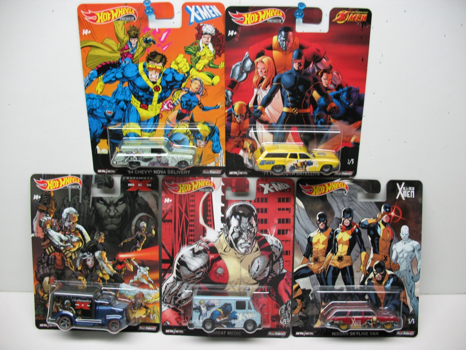 2018 Hot Wheels Premium Pop Culture Marvel X-Men Complete Set of 5