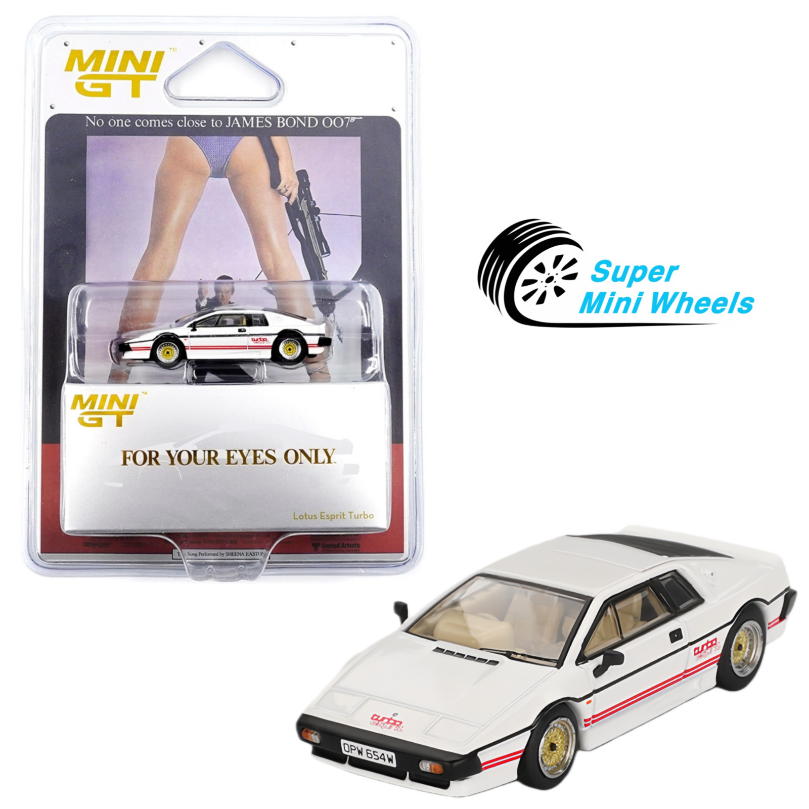 Mini GT 1:64 Lotus Esprit Turbo White “For Your Eyes Only” #907