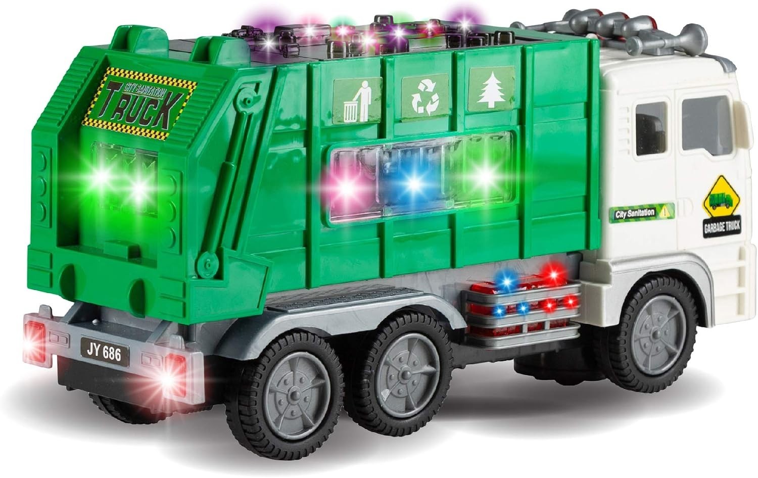 Toy Garbage Truck with 4D Lights & Sounds for Boys, Toddlers, Kids 3+ – Trash…
