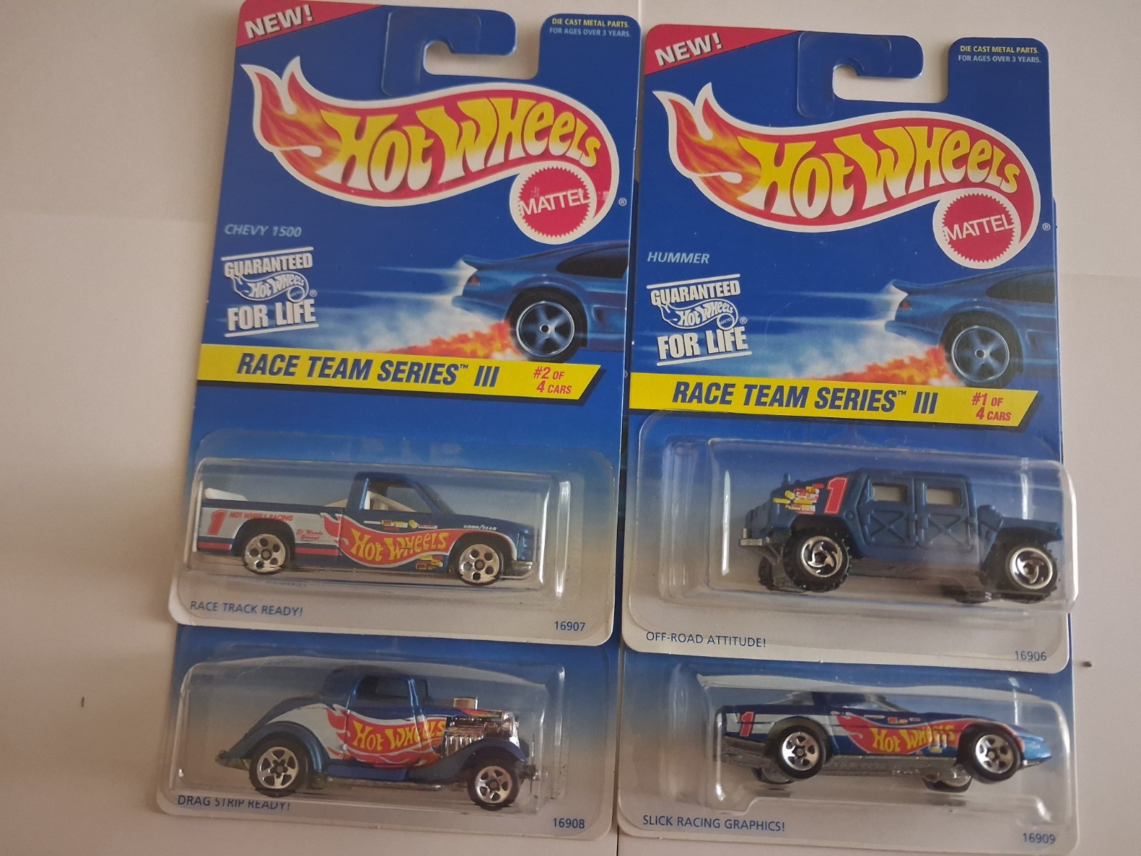 Hot Wheels Race Team Series III – Complete 4 Car Set – Vintage 1997 Sealed