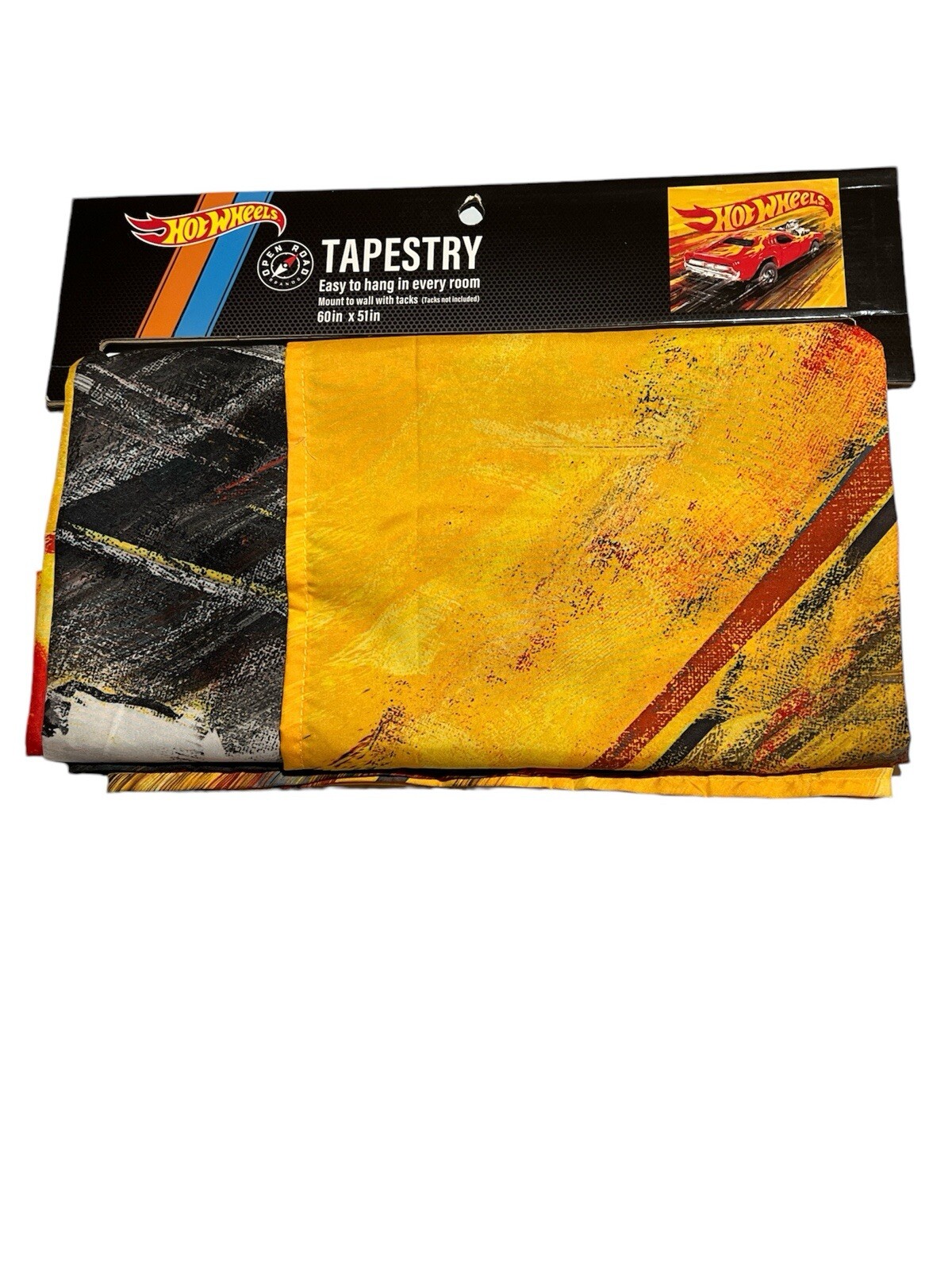 Hot Wheels Tapestry Wall Decor Hanging Man Cave Red Flames New 60” x 51”MSRP $59