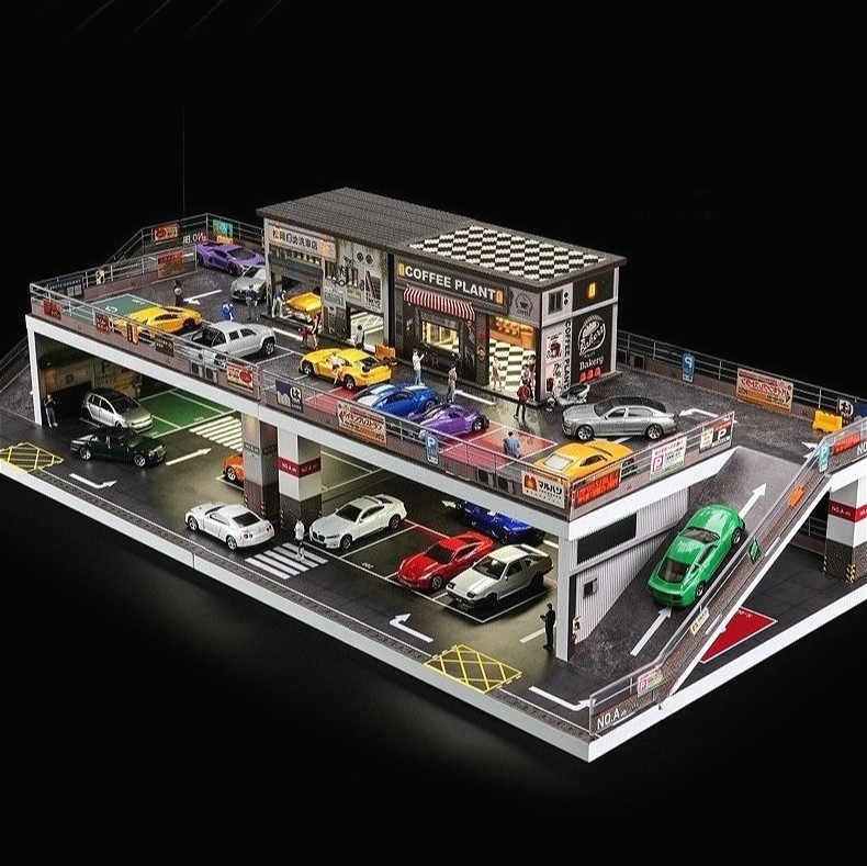 Diorama 1/64 Parking Lot Model LED Lighting Factory Garage Scene Model Toy US
