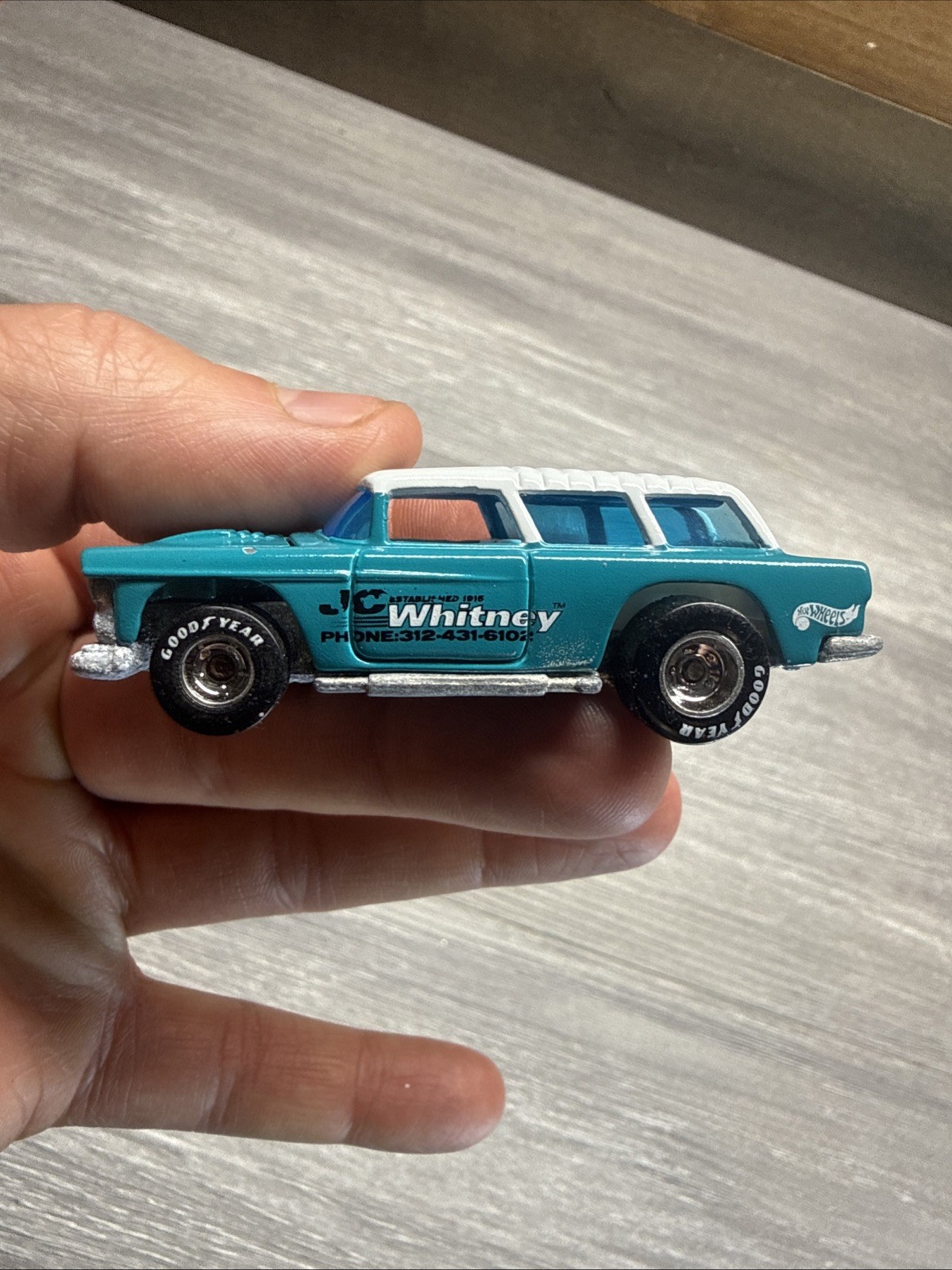 1996 Hot Wheels JC Whitney Aqua (1955) ’55 Chevy Nomad w/REAL RIDERS