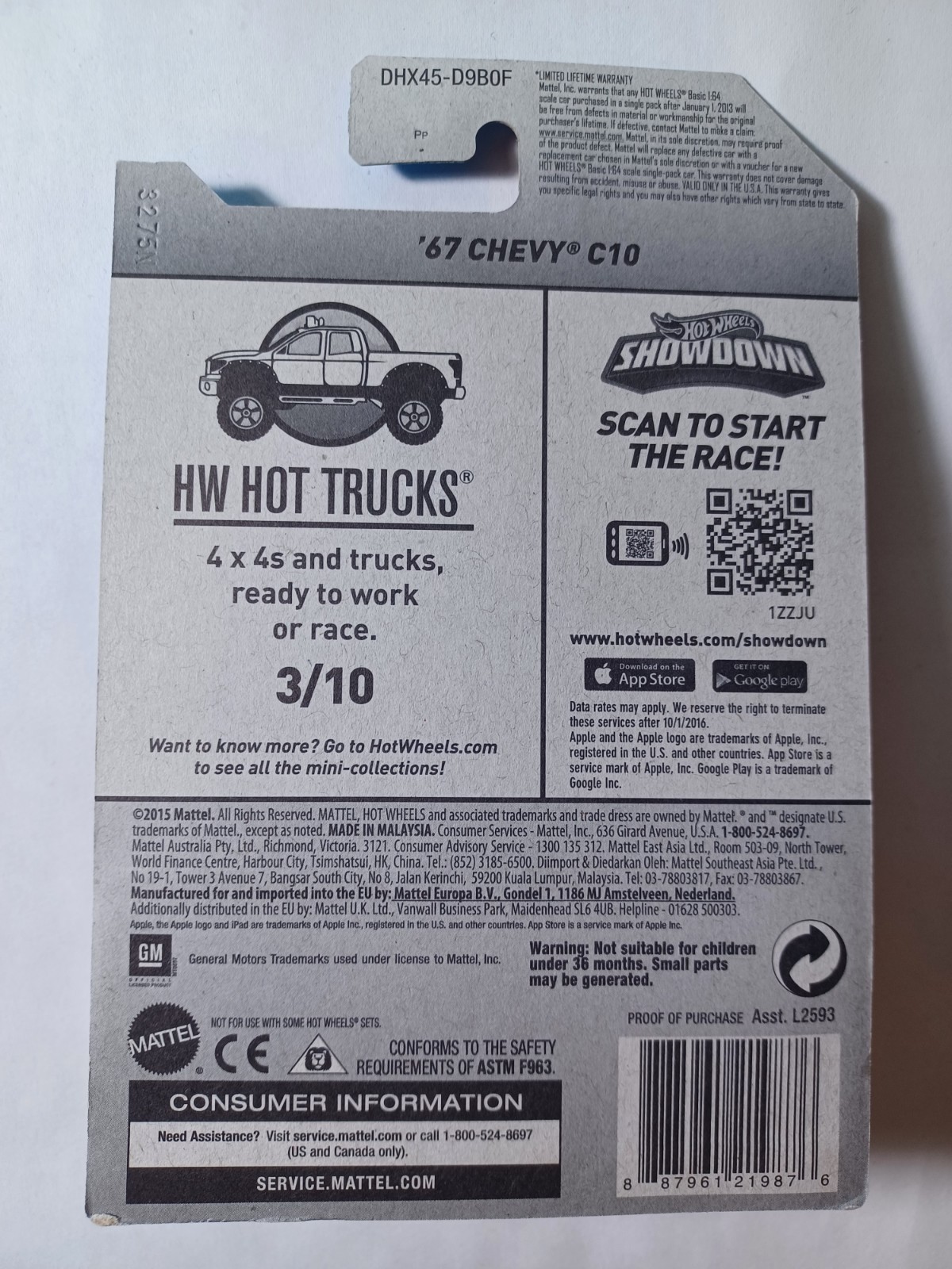 HOT WHEELS HW HOT TRUCKS ’67 CHEVY C10 (Unopened Pair) 2015/2016 Purple and Blue