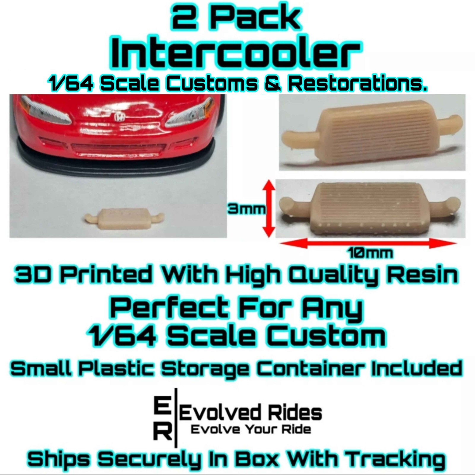 1/64 Scale Intercooler 2PC 3D Printed For 1/64 Scale Customs Restorations