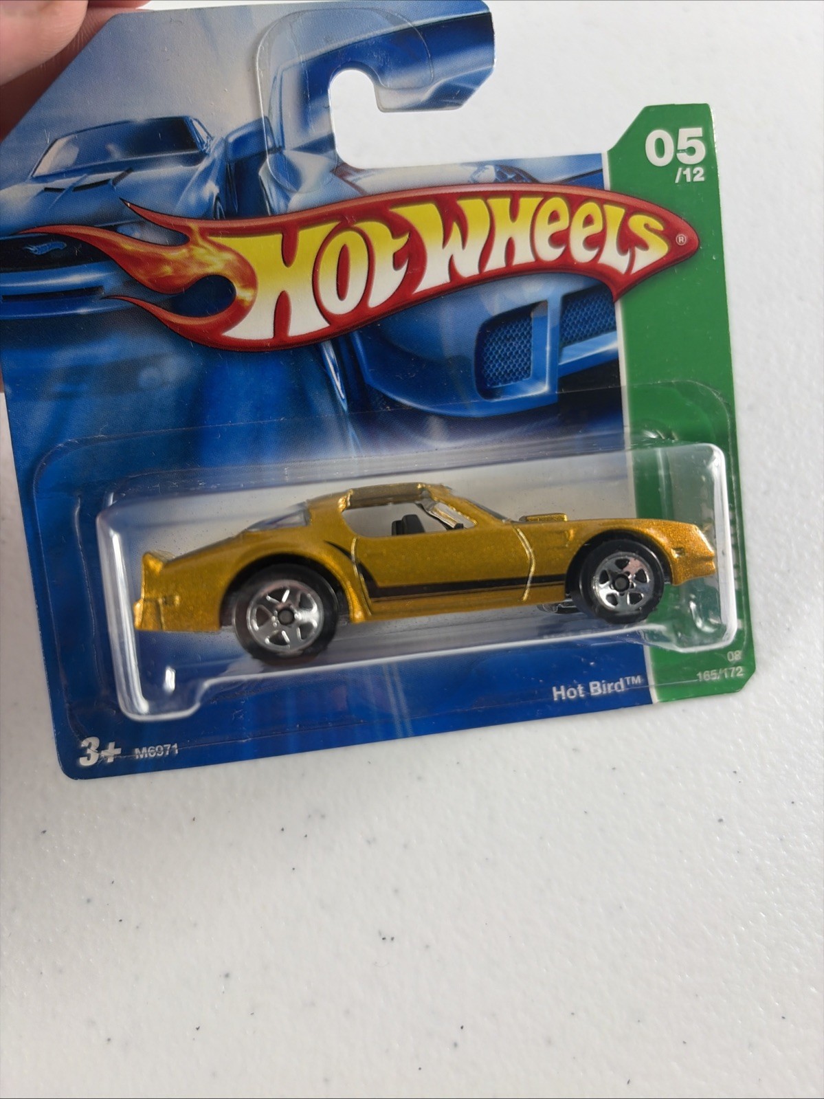 2007 HOT WHEELS TREASURE HUNT PONTIAC HOT BIRD GOLD SHORT CARD 5/12 #165/172