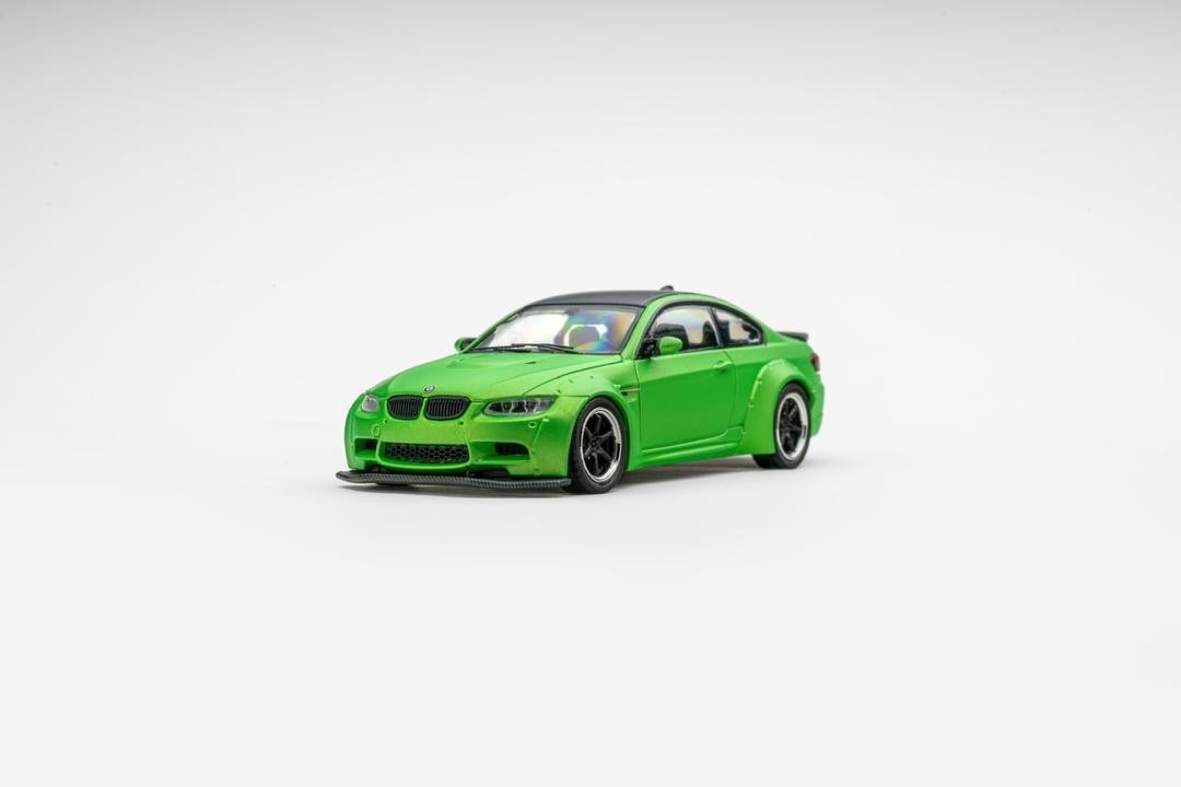 BMW M3 E92 LB MODIFIED LBWK MATTE GREEN 1/64 DIECAST CAR BY FINE MODEL FM