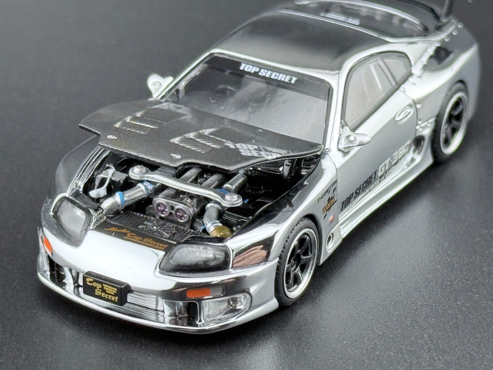 Pop Race Top Secret GT300 Supra Silver Chrome PR640325 1/64